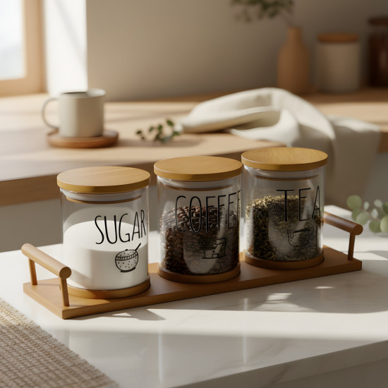 Glass Spice Jar Set - 3 Pcs	